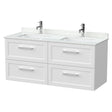 [BFSH124WS2] Stonnall Traditional Wall Hung 4 Drawer 1200mm Vanity Unit with White Marble Top and Basin - Choice of Colour - Cutout