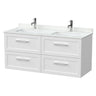 [BFSH124WS2] Stonnall Traditional Wall Hung 4 Drawer 1200mm Vanity Unit with White Marble Top and Basin - Choice of Colour - Cutout