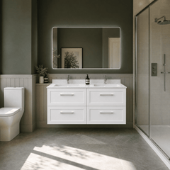 [BFSH124WS2] Stonnall Traditional Wall Hung 4 Drawer 1200mm Vanity Unit with White Marble Top and Basin - Choice of Colour - Lifestyle 3