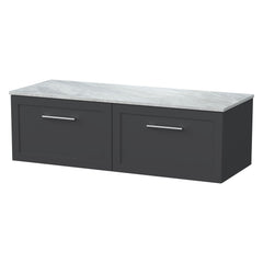 [BFSH1422GMT2] Stonnall Traditional Wall Hung 2 Drawer 1200mm Vanity Unit with Grey Marble Top - Choice of Colour - Cutout