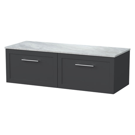 [BFSH1422GMT2] Stonnall Traditional Wall Hung 2 Drawer 1200mm Vanity Unit with Grey Marble Top - Choice of Colour - Cutout