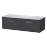 [BFSH1422GMT2] Stonnall Traditional Wall Hung 2 Drawer 1200mm Vanity Unit with Grey Marble Top - Choice of Colour - Cutout