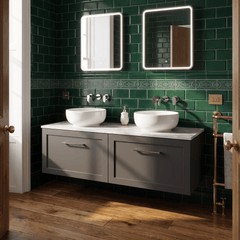 [BFSH1422GMT2] Stonnall Traditional Wall Hung 2 Drawer 1200mm Vanity Unit with Grey Marble Top - Choice of Colour - Lifestyle 1