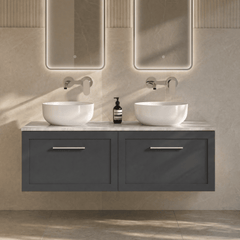 [BFSH1422GMT2] Stonnall Traditional Wall Hung 2 Drawer 1200mm Vanity Unit with Grey Marble Top - Choice of Colour - Lifestyle 2