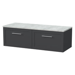 [BFSH1422LBG2] Stonnall Traditional Wall Hung 2 Drawer 1200mm Vanity Unit with Bellato Grey Laminate Worktop - Choice of Colour - Cutout