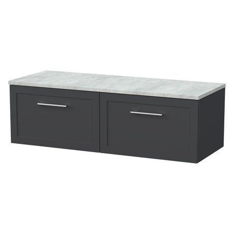 [BFSH1422LBG2] Stonnall Traditional Wall Hung 2 Drawer 1200mm Vanity Unit with Bellato Grey Laminate Worktop - Choice of Colour - Cutout