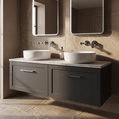 [BFSH1422LBG2] Stonnall Traditional Wall Hung 2 Drawer 1200mm Vanity Unit with Bellato Grey Laminate Worktop - Choice of Colour - Lifestyle 2