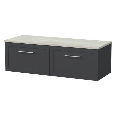 [BFSH1422LMP2] Stonnall Traditional Wall Hung 2 Drawer 1200mm Vanity Unit with Marble Plaster Laminate Worktop - Choice of Colour - Cutout