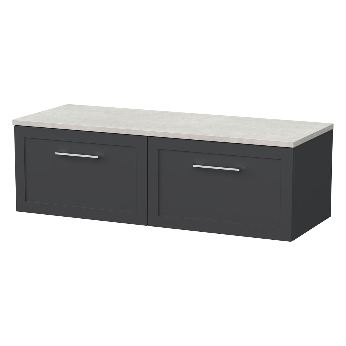 [BFSH1422LSWG2] Stonnall Traditional Wall Hung 2 Drawer 1200mm Vanity Unit with White Sparkle Laminate Worktop - Choice of Colour - Cutout