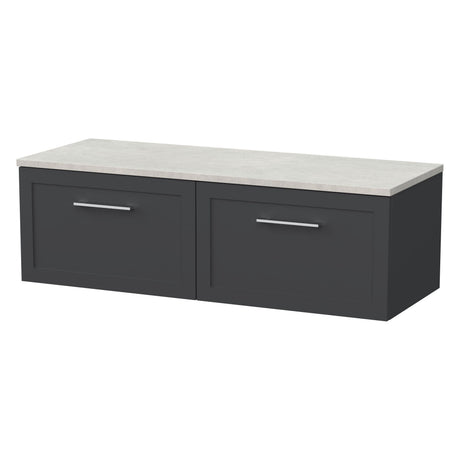 [BFSH1422LSWG2] Stonnall Traditional Wall Hung 2 Drawer 1200mm Vanity Unit with White Sparkle Laminate Worktop - Choice of Colour - Cutout