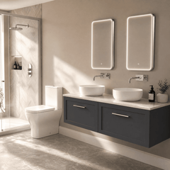 [BFSH1422LSWG2] Stonnall Traditional Wall Hung 2 Drawer 1200mm Vanity Unit with White Sparkle Laminate Worktop - Choice of Colour - Lifestyle 3