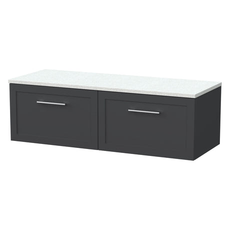 [BFSH1422LWN2] Stonnall Traditional Wall Hung 2 Drawer 1200mm Vanity Unit with White Nebula Laminate Worktop - Choice of Colour - Cutout
