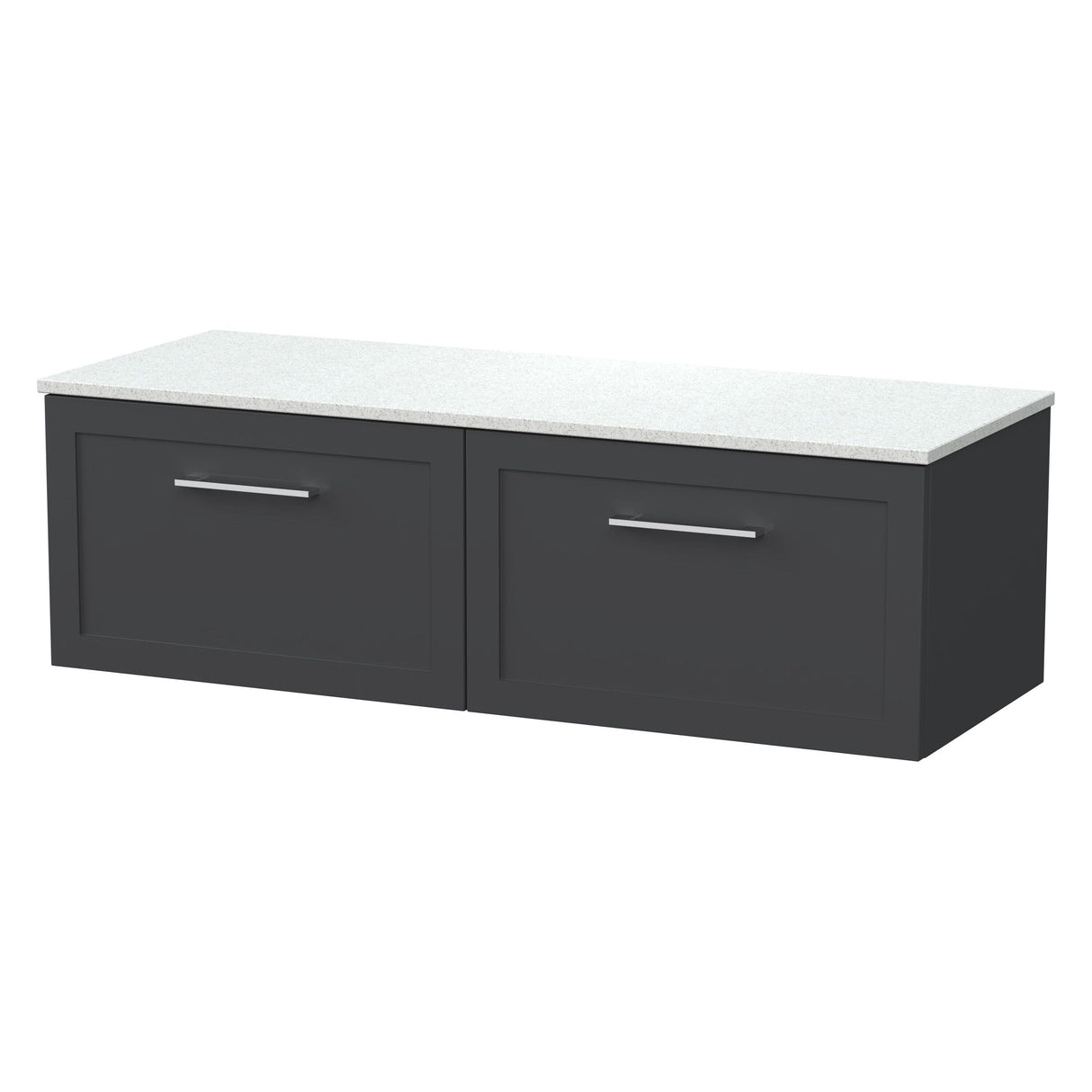 [BFSH1422WMT2] Stonnall Traditional Wall Hung 2 Drawer 1200mm Vanity Unit with White Marble Top - Choice of Colour - Cutout