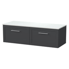 [BFSH1422WMT2] Stonnall Traditional Wall Hung 2 Drawer 1200mm Vanity Unit with White Marble Top - Choice of Colour - Cutout