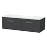 [BFSH1422WMT2] Stonnall Traditional Wall Hung 2 Drawer 1200mm Vanity Unit with White Marble Top - Choice of Colour - Cutout