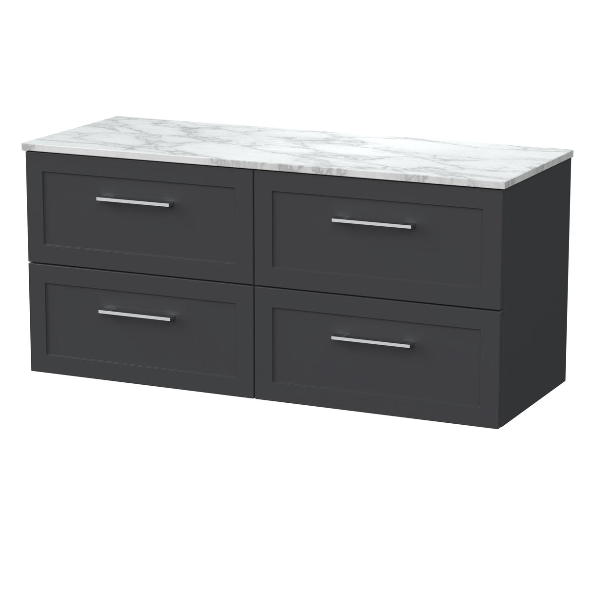 [BFSH1424CMT2] Stonnall Traditional Wall Hung 4 Drawer 1200mm Vanity Unit with Carrera Marble Top - Choice of Colour - Cutout