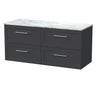 [BFSH1424CMT2] Stonnall Traditional Wall Hung 4 Drawer 1200mm Vanity Unit with Carrera Marble Top - Choice of Colour - Cutout