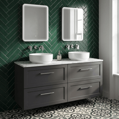 [BFSH1424CMT2] Stonnall Traditional Wall Hung 4 Drawer 1200mm Vanity Unit with Carrera Marble Top - Choice of Colour - Lifestyle 1