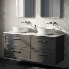 [BFSH1424CMT2] Stonnall Traditional Wall Hung 4 Drawer 1200mm Vanity Unit with Carrera Marble Top - Choice of Colour - Lifestyle 2