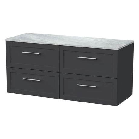 [BFSH1424GMT2] Stonnall Traditional Wall Hung 4 Drawer 1200mm Vanity Unit with Grey Marble Top - Choice of Colour - Cutout