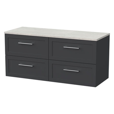 [BFSH1424LSWG2] Stonnall Traditional Wall Hung 4 Drawer 1200mm Vanity Unit with White Sparkle Laminate Worktop - Choice of Colour - Cutout