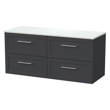[BFSH1424WMT2] Stonnall Traditional Wall Hung 4 Drawer 1200mm Vanity Unit with White Marble Top - Choice of Colour - Cutout