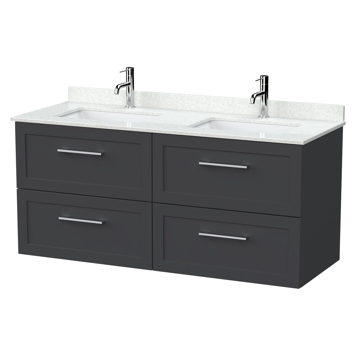 [BFSH1424WS2] Stonnall Traditional Wall Hung 4 Drawer 1200mm Vanity Unit with White Marble Top and Basin - Choice of Colour - Cutout