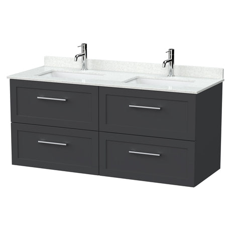 [BFSH1424WS2] Stonnall Traditional Wall Hung 4 Drawer 1200mm Vanity Unit with White Marble Top and Basin - Choice of Colour - Cutout