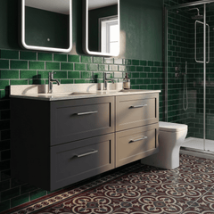 [BFSH1424WS2] Stonnall Traditional Wall Hung 4 Drawer 1200mm Vanity Unit with White Marble Top and Basin - Choice of Colour - Lifestyle 3