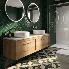 [BFSH1822GMT2] Stonnall Traditional Wall Hung 2 Drawer 1200mm Vanity Unit with Grey Marble Top - Choice of Colour - Lifestyle 3