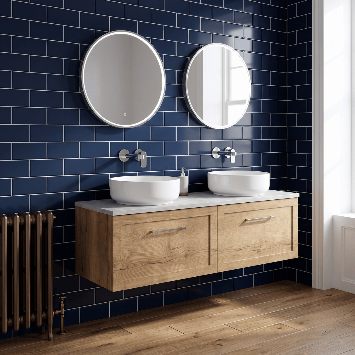 [BFSH1822LBG2] Stonnall Traditional Wall Hung 2 Drawer 1200mm Vanity Unit with Bellato Grey Laminate Worktop - Choice of Colour - Lifestyle 1