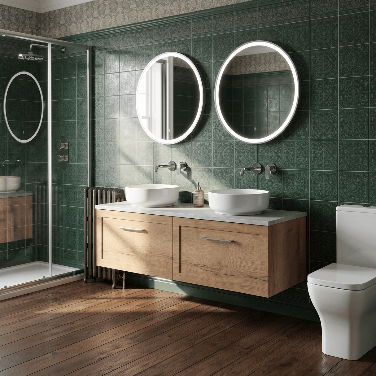 [BFSH1822LBG2] Stonnall Traditional Wall Hung 2 Drawer 1200mm Vanity Unit with Bellato Grey Laminate Worktop - Choice of Colour - Lifestyle 3