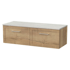 [BFSH1822LSWG2] Stonnall Traditional Wall Hung 2 Drawer 1200mm Vanity Unit with White Sparkle Laminate Worktop - Choice of Colour - Cutout