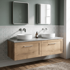 [BFSH1822LSWG2] Stonnall Traditional Wall Hung 2 Drawer 1200mm Vanity Unit with White Sparkle Laminate Worktop - Choice of Colour - Lifestyle 1