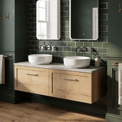 [BFSH1822LSWG2] Stonnall Traditional Wall Hung 2 Drawer 1200mm Vanity Unit with White Sparkle Laminate Worktop - Choice of Colour - Lifestyle 2