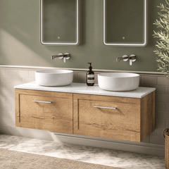 [BFSH1822WMT2] Stonnall Traditional Wall Hung 2 Drawer 1200mm Vanity Unit with White Marble Top - Choice of Colour - Lifestyle 2