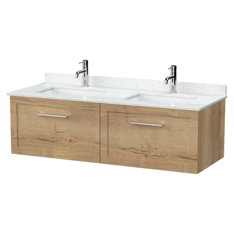 [BFSH1822WS2] Stonnall Traditional Wall Hung 2 Drawer 1200mm Vanity Unit with White Marble Top and Basin - Choice of Colour - Cutout
