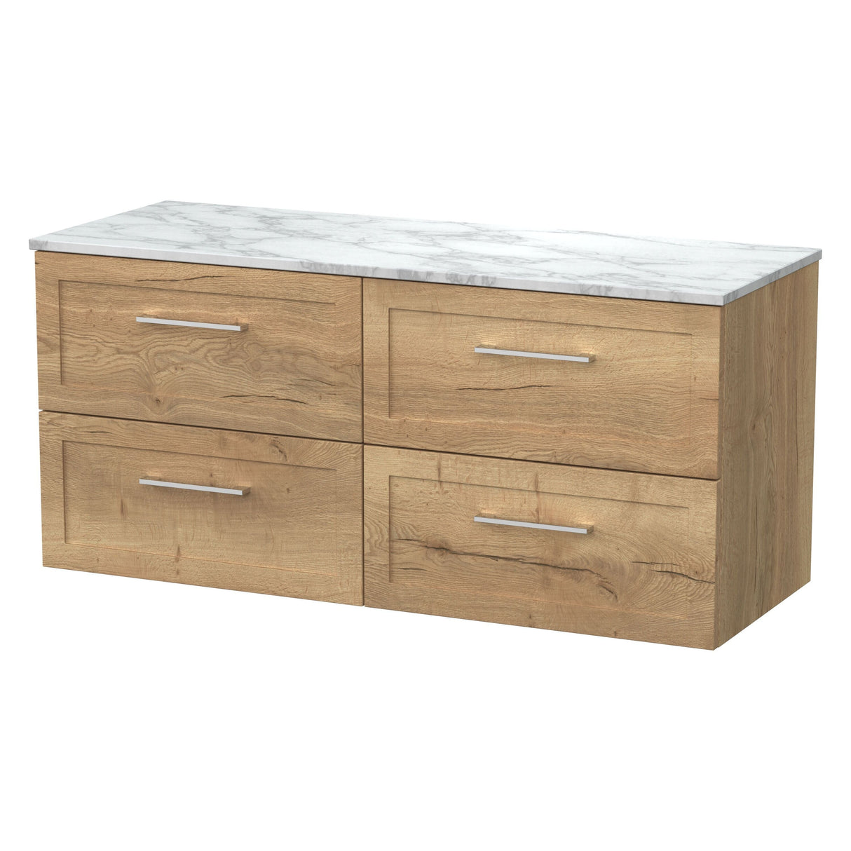 [BFSH1824CMT2] Stonnall Traditional Wall Hung 4 Drawer 1200mm Vanity Unit with Carrera Marble Top - Choice of Colour - Cutout