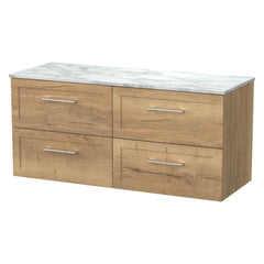 [BFSH1824CMT2] Stonnall Traditional Wall Hung 4 Drawer 1200mm Vanity Unit with Carrera Marble Top - Choice of Colour - Cutout