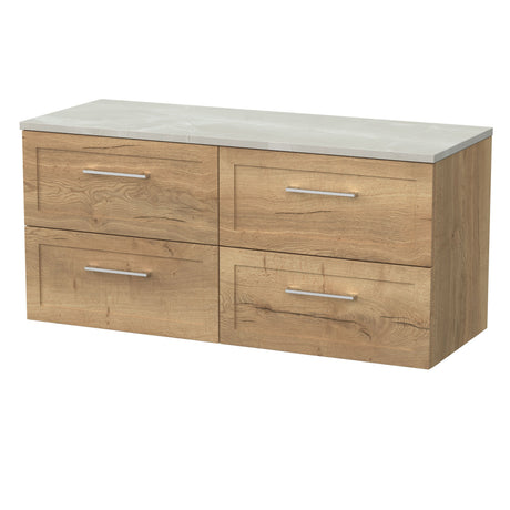 [BFSH1824LMP2] Stonnall Traditional Wall Hung 4 Drawer 1200mm Vanity Unit with Marble Plaster Laminate Worktop - Choice of Colour - Cutout