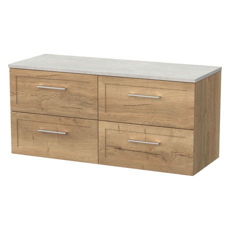 [BFSH1824LSWG2] Stonnall Traditional Wall Hung 4 Drawer 1200mm Vanity Unit with White Sparkle Laminate Worktop - Choice of Colour - Cutout