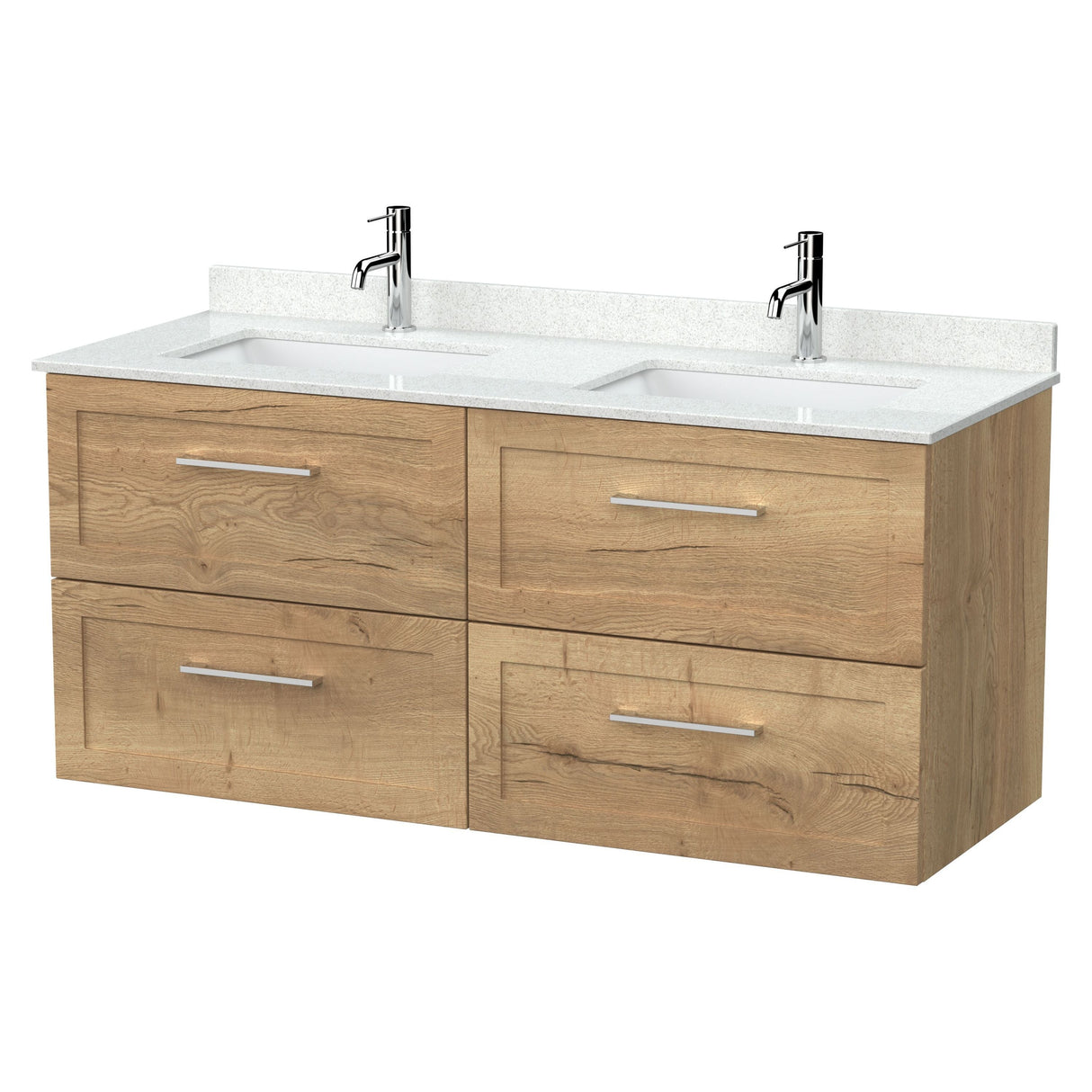 [BFSH1824WS2] Stonnall Traditional Wall Hung 4 Drawer 1200mm Vanity Unit with White Marble Top and Basin - Choice of Colour - Cutout