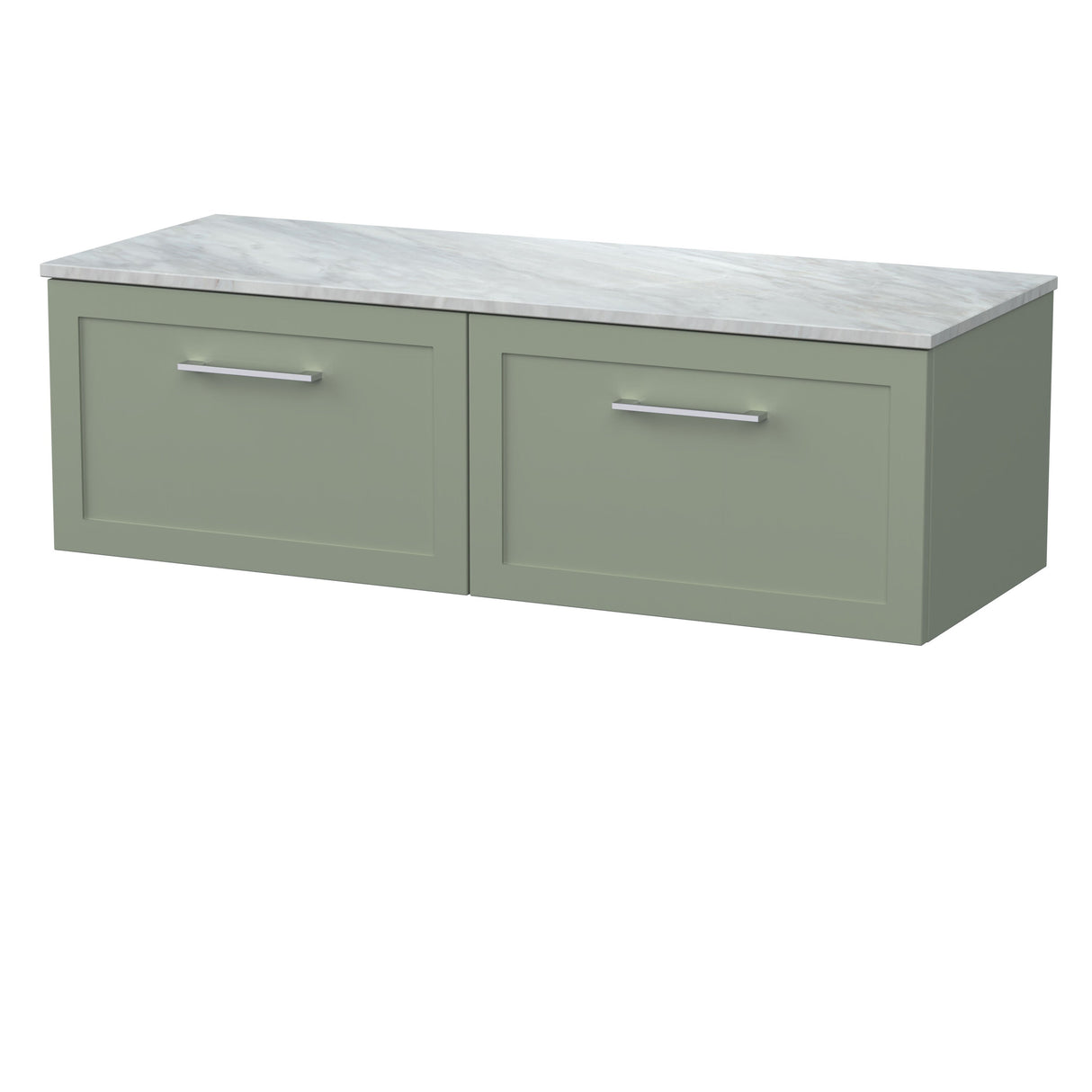 [BFSH3122GMT2] Stonnall Traditional Wall Hung 2 Drawer 1200mm Vanity Unit with Grey Marble Top - Choice of Colour - Cutout
