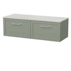 [BFSH3122LSWG2] Stonnall Traditional Wall Hung 2 Drawer 1200mm Vanity Unit with White Sparkle Laminate Worktop - Choice of Colour - Cutout