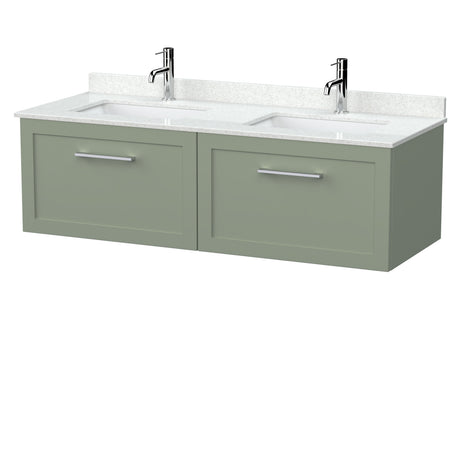 [BFSH3122WS2] Stonnall Traditional Wall Hung 2 Drawer 1200mm Vanity Unit with White Marble Top and Basin - Choice of Colour - Cutout