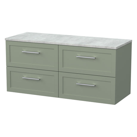 [BFSH3124LBG2] Stonnall Traditional Wall Hung 4 Drawer 1200mm Vanity Unit with Bellato Grey Laminate Worktop - Choice of Colour - Cutout