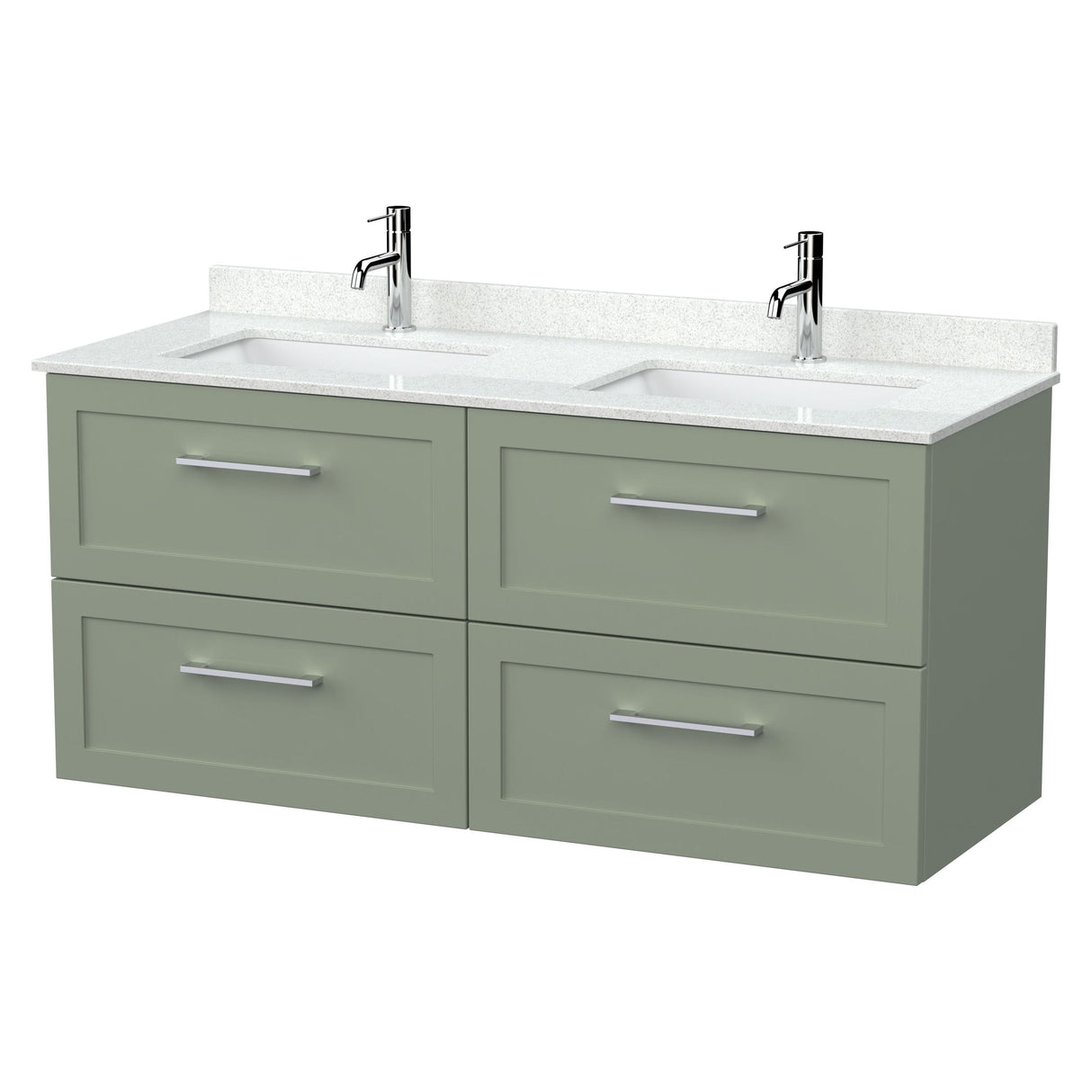 [BFSH3124WS2] Stonnall Traditional Wall Hung 4 Drawer 1200mm Vanity Unit with White Marble Top and Basin - Choice of Colour - Cutout