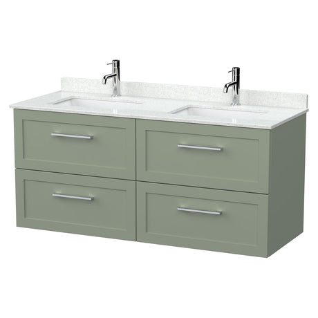 [BFSH3124WS2] Stonnall Traditional Wall Hung 4 Drawer 1200mm Vanity Unit with White Marble Top and Basin - Choice of Colour - Cutout