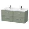 [BFSH3124WS2] Stonnall Traditional Wall Hung 4 Drawer 1200mm Vanity Unit with White Marble Top and Basin - Choice of Colour - Cutout