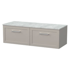 [BFSH3222LBG2] Stonnall Traditional Wall Hung 2 Drawer 1200mm Vanity Unit with Bellato Grey Laminate Worktop - Choice of Colour - Cutout